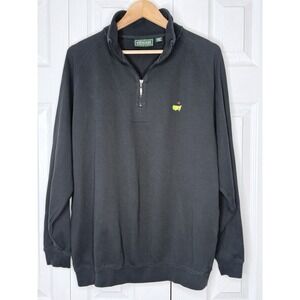 MASTERS COLLECTION Mens‎ 1/4 Zip Pullover Black Pima Augusta National  Sz L Golf